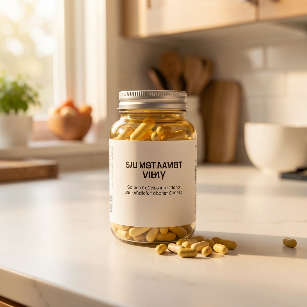 Prenatal Complete daily supplement on a warm clean kitchen surface